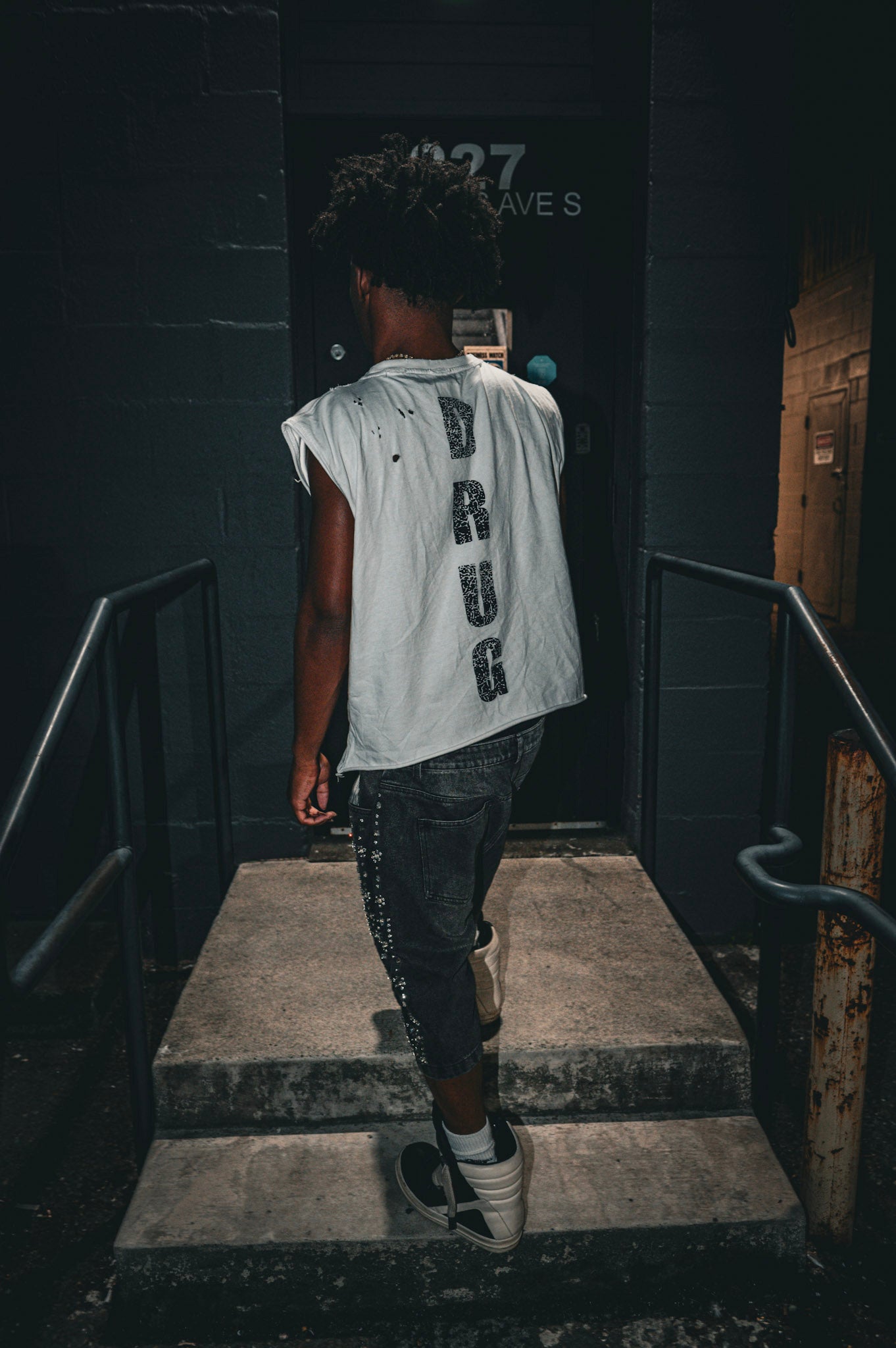 "Money is a drug" cut off shirt